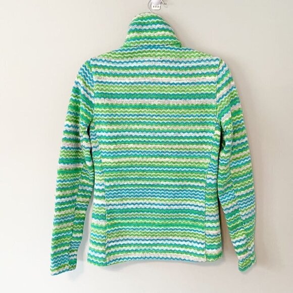 Spyder quarter zip green blue horizontal striped long sleeve‎ pullover mock neck - Picture 4 of 11